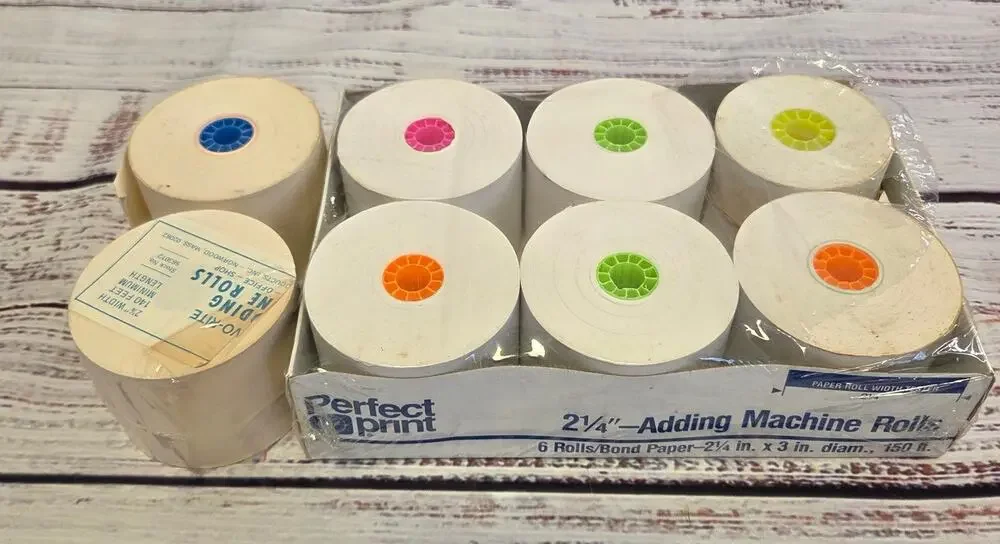 Lot of 8 Adding Machine Calculator paper Rolls 2 1/4 Inch Mixed